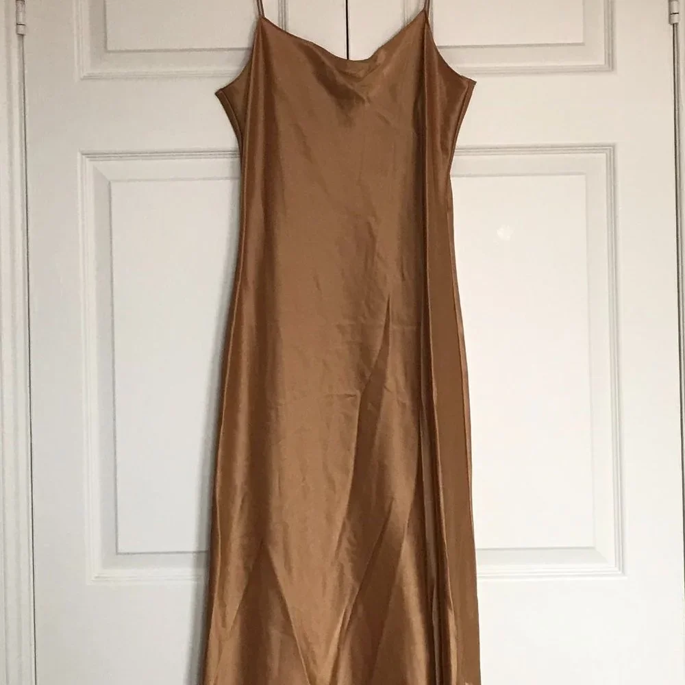 ⚡️SOLD ON EBAY⚡️Theory Telson Bronze Flat Sateen Dress (NWT) - Picture 8 of 13